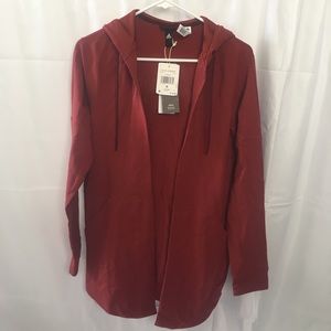 Adidas hoodie S NWT red open front long lg pocket
